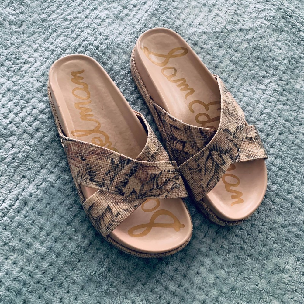 Sam Edelman snakeskin strappy sandals slip ons 8